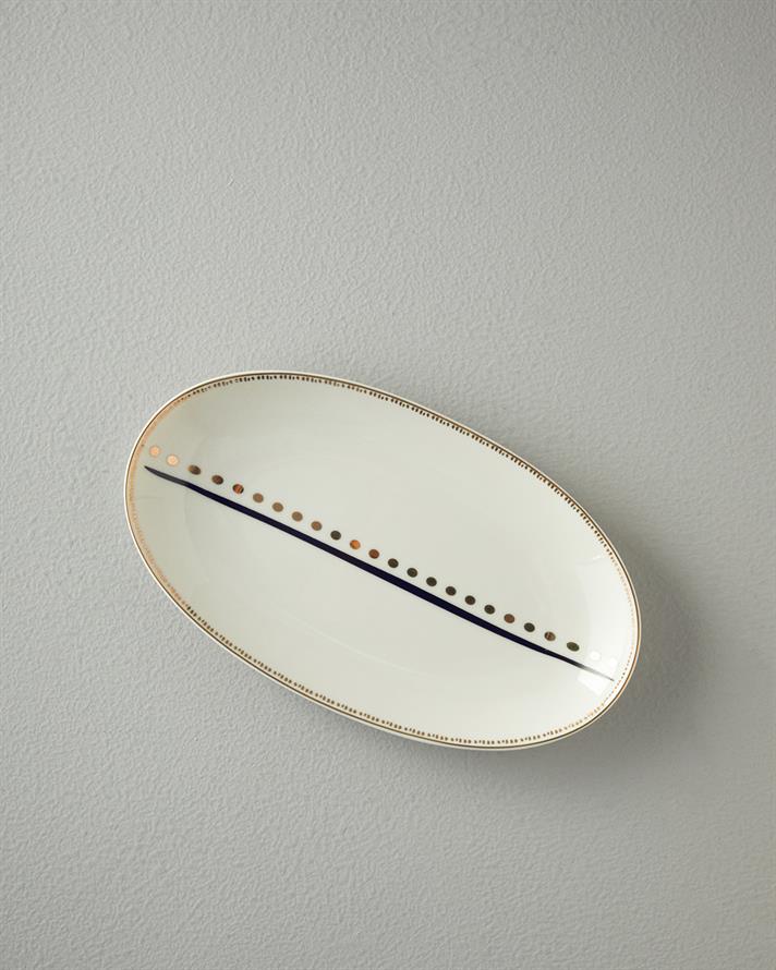 Modern Detail Bone Porselen Kayık Tabak 30 cm Siyah