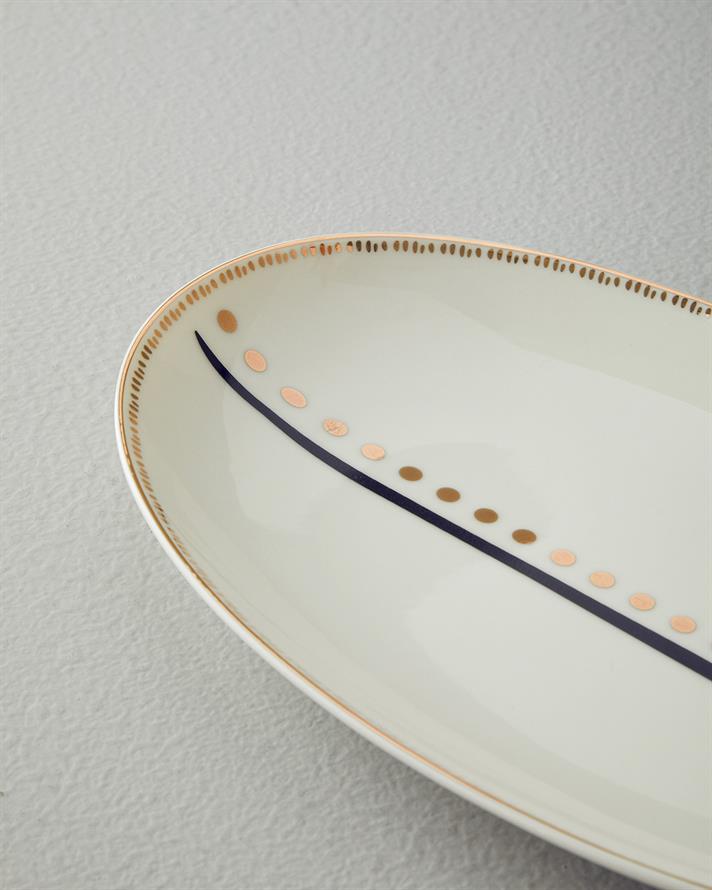 Modern Detail Bone Porselen Kayık Tabak 30 cm Siyah