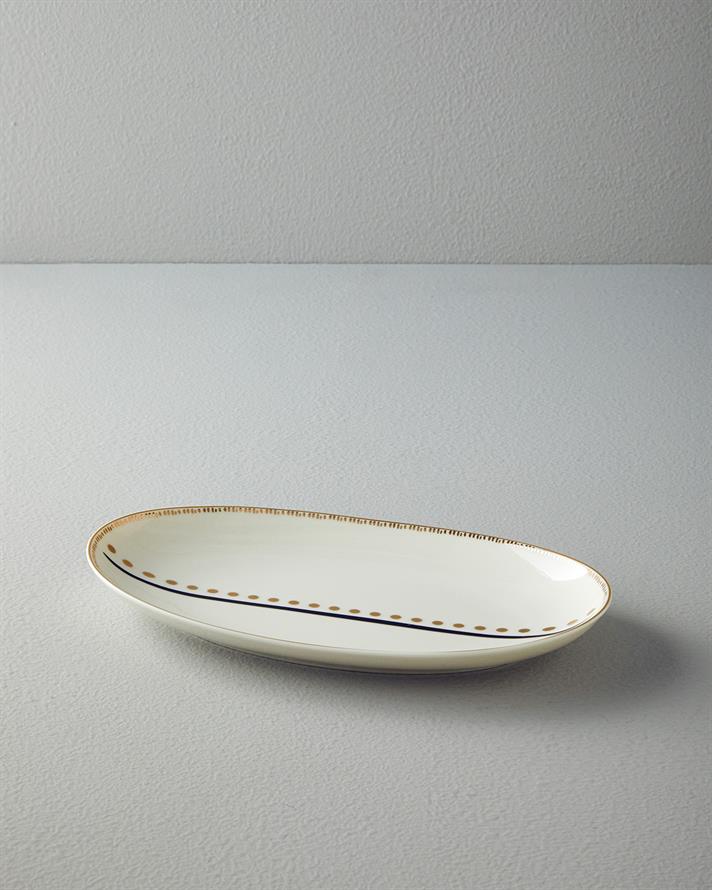 Modern Detail Bone Porselen Kayık Tabak 30 cm Siyah