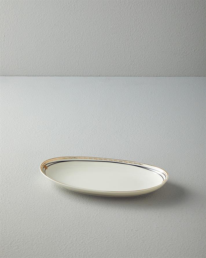 Modern Glow Bone Porselen Kayık Tabak 25 cm Beyaz