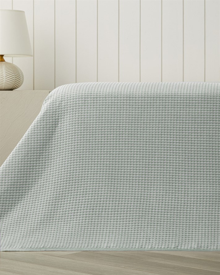 Modern Grid Çift Kişilik Pike 180x220 cm Yeşil