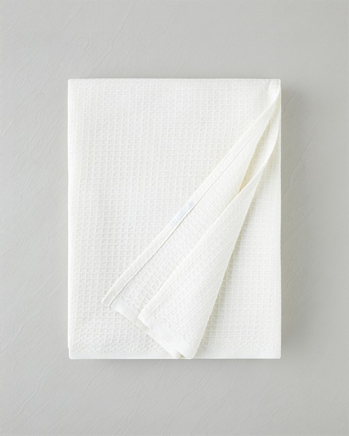 Modern Grid Çift Kişilik Pike 180x220 cm Ekru