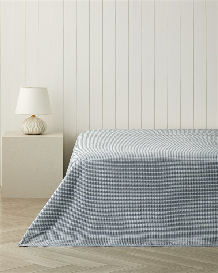 Modern Grid Tek Kişilik Pike 150x220 cm Lacivert