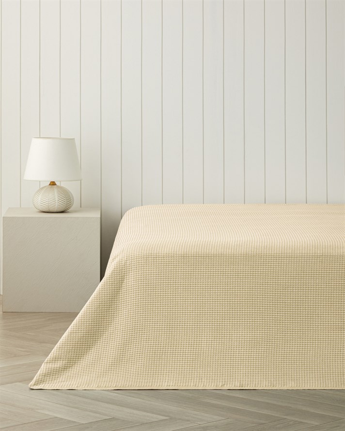 Modern Grid Tek Kişilik Pike 150x220 cm Sarı