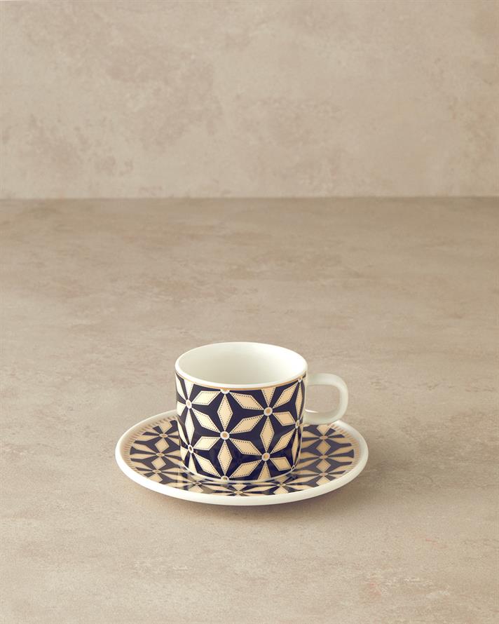 Modern Sense Bone Porselen Çay Fincanı Takımı 4 Parça 2 Kişilik Siyah