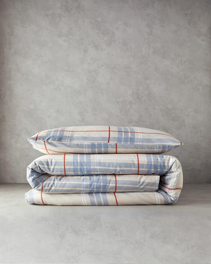 Natural Plaid Tek Kişilik Nevresim Seti Bej