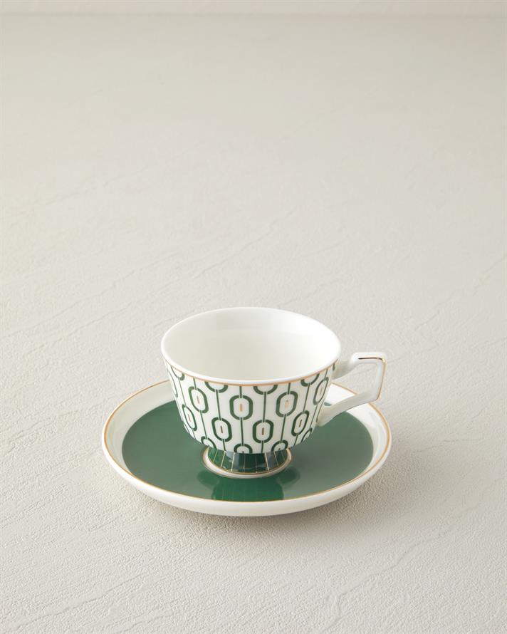 Octavia New Bone China 4 Parça 2 Kişilik Kahve Fincan Takımı 90 ml Koyu Yeşil