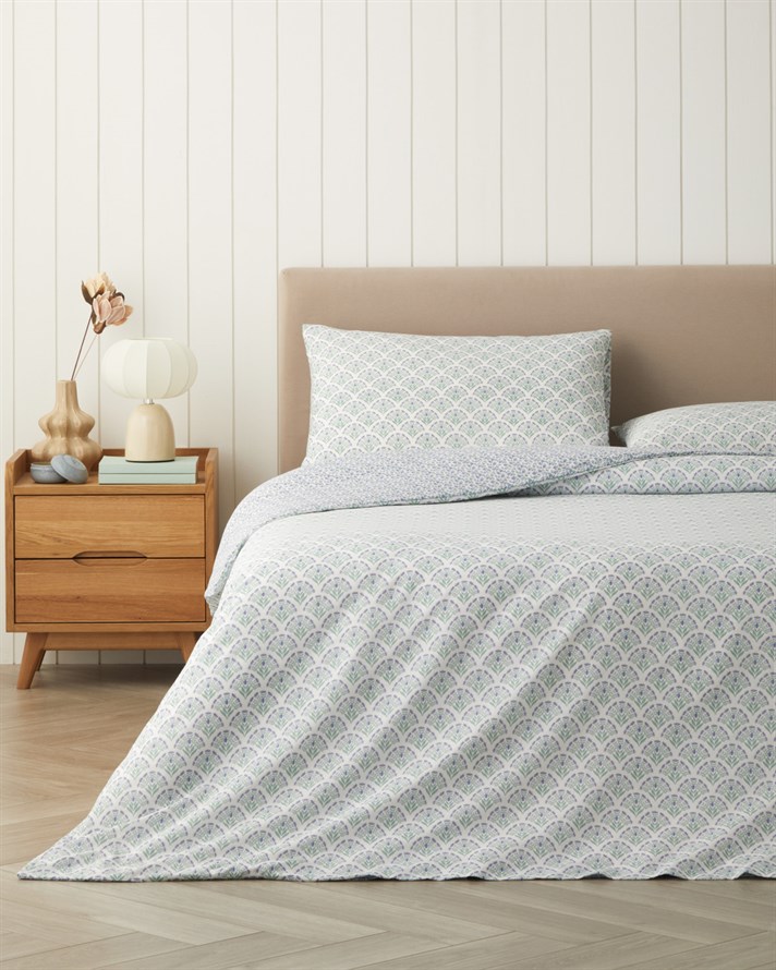 Ornament Petal Kolay Ütülenir Tek Kişilik Nevresim Seti 160x220 cm Lila-Yeşil