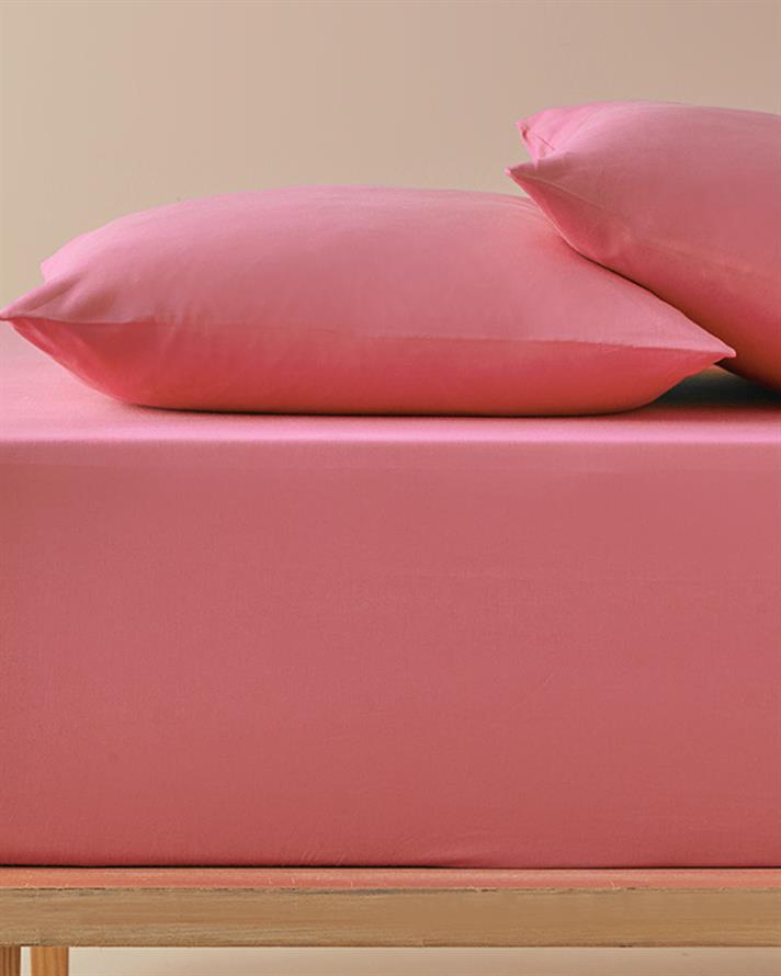 Plain King Size Lastikli Çarşaf Takımı Şeftali