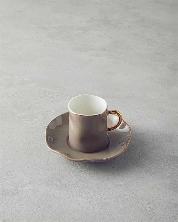 Rolly New Bone China Kahve Fincan Takımı 4 Parça 2 Kişilik Vizon