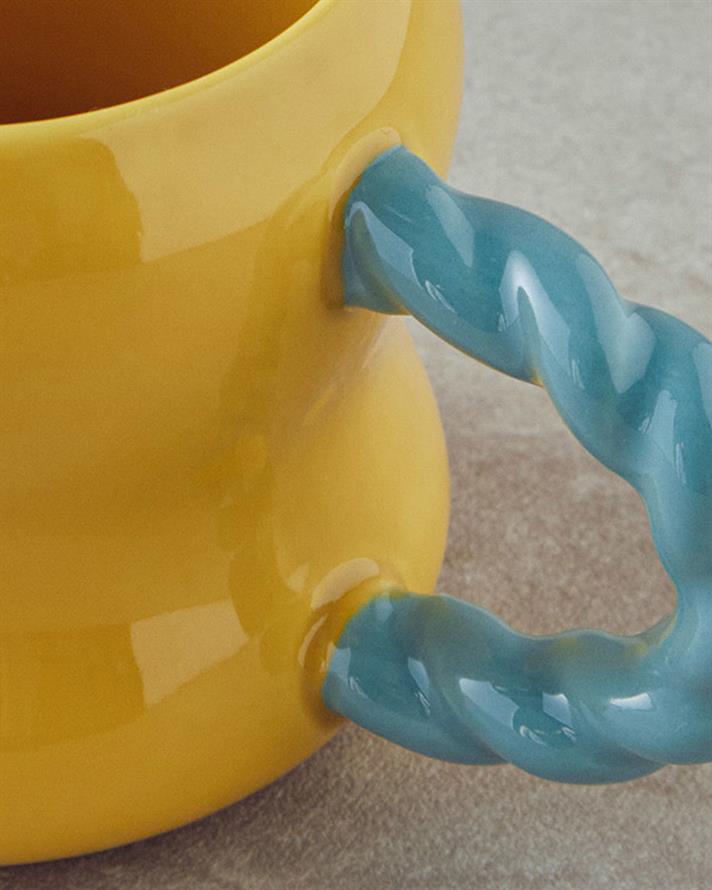 Rope New Bone China Kupa 400 ml Sarı-Yeşil