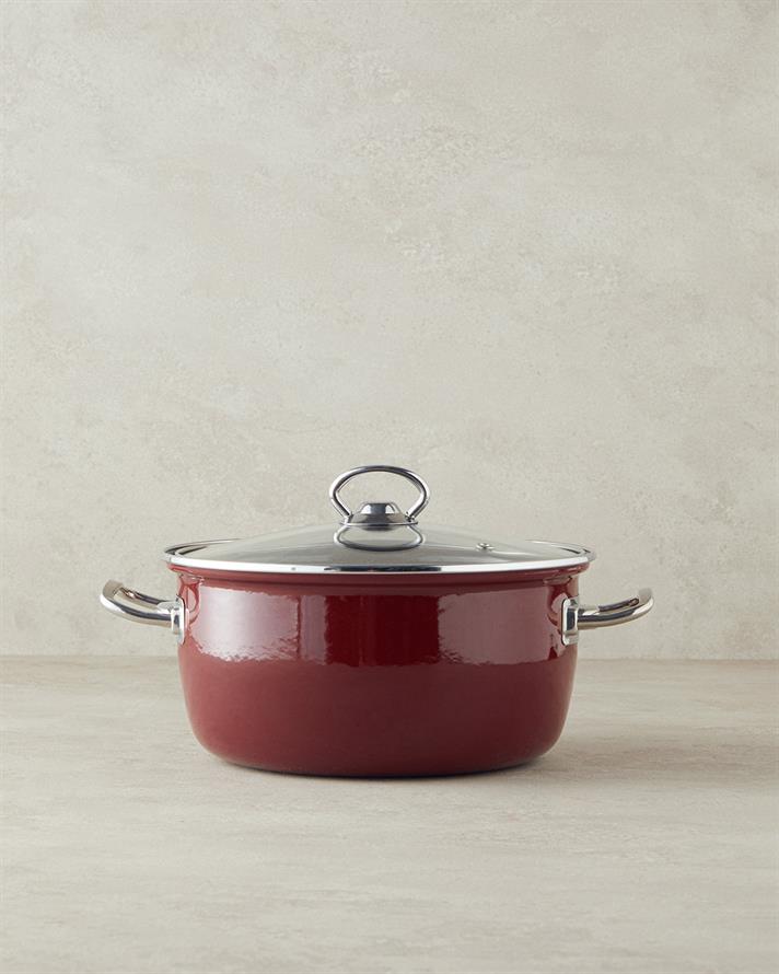 Sartagi Emaye Kızartma Tenceresi 22 Cm Bordo