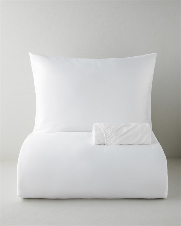 Serenity Bambu Saten Çift Kişilik Çarşaflı Nevresim Takımı 200x220 cm Beyaz