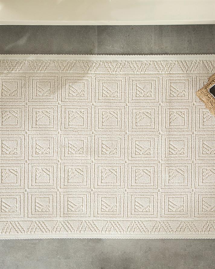 Shabby Pamuklu Kilim Beyaz