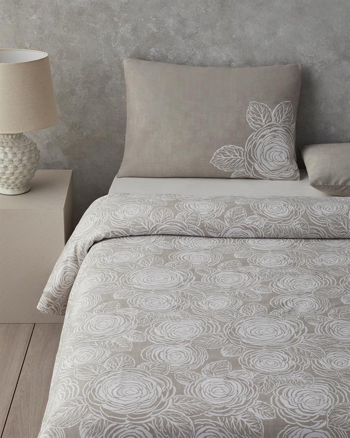 Shabby Rose Krep King Size Nevresim Takımı Taş Rengi