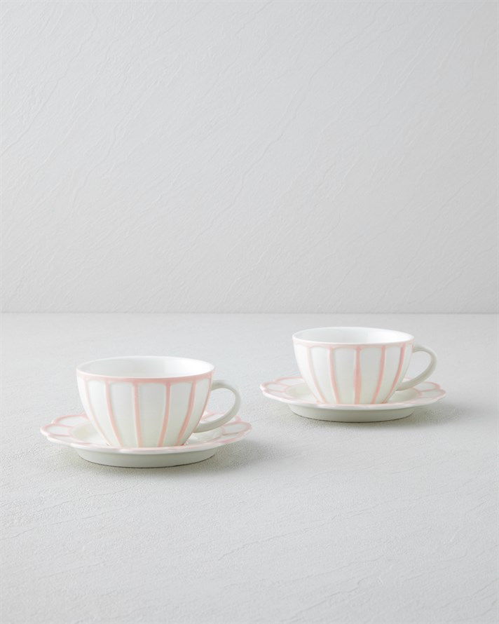 Soft Cloud Stoneware 4 Parça 2 Kişilik Çay Fincanı Takımı 150 ml Açık Pembe
