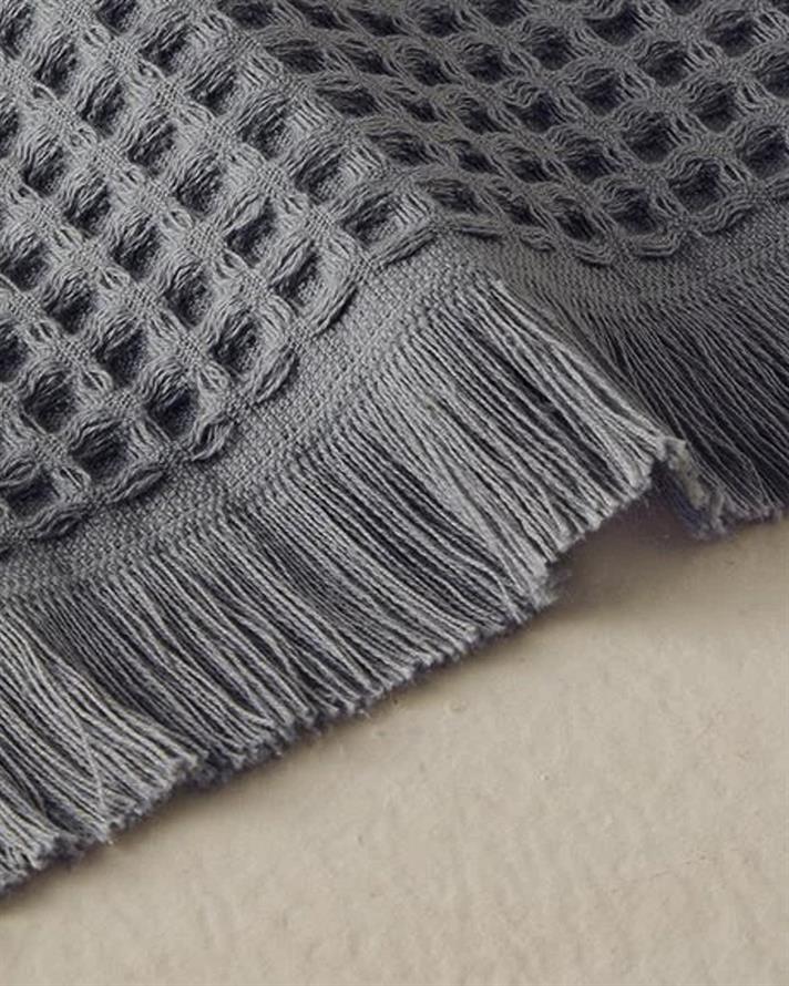 Sofya Pamuklu Waffle Banyo Havlusu 70x140 cm Antrasit