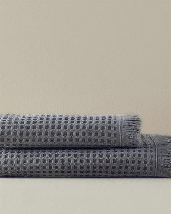 Sofya Pamuklu Waffle Banyo Havlusu 70x140 cm Antrasit