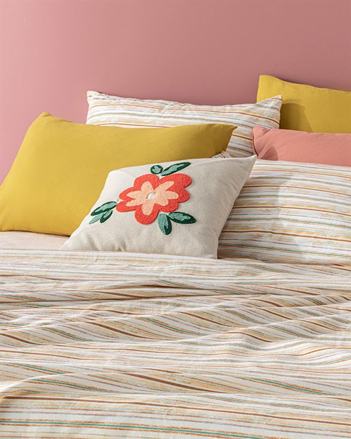 Soleil Aquarelle Baskılı Çift Kişilik Pike Safran – Sarı