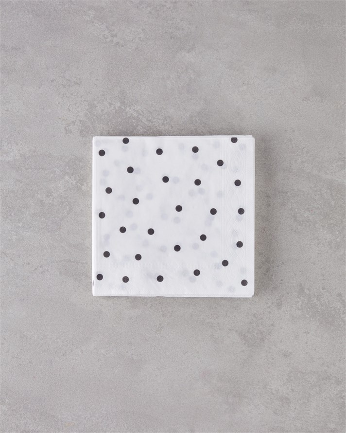 Spotty 20li Kağıt Peçete 33x33 cm Siyah - Beyaz