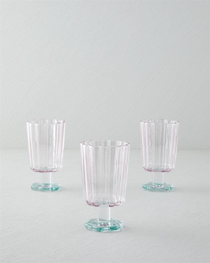 Springtime Cam 3lü Kadeh 280 ml Pembe - Yeşil