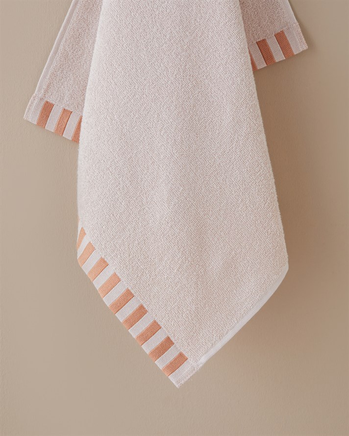 Stripe Edge %100 Pamuk Yüz Havlusu 50x80 cm Pudra