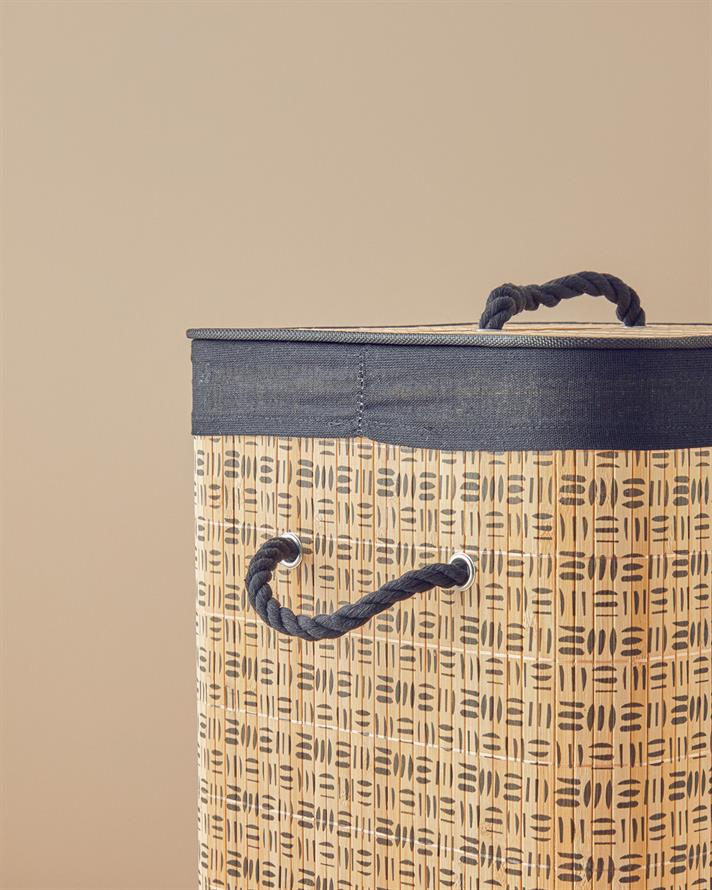 Stripy Bambu Çamaşır Sepeti Naturel