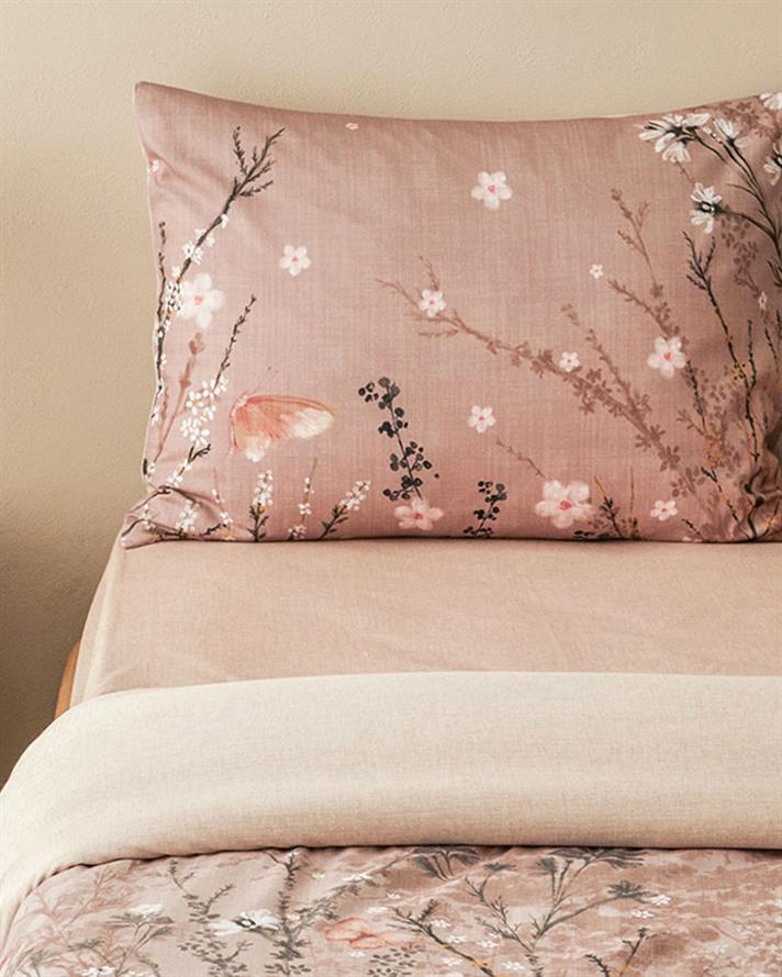 Sweet Spring Dijital Baskılı Soft Cotton Tek Kişilik Nevresim Takımı Gül Kurusu