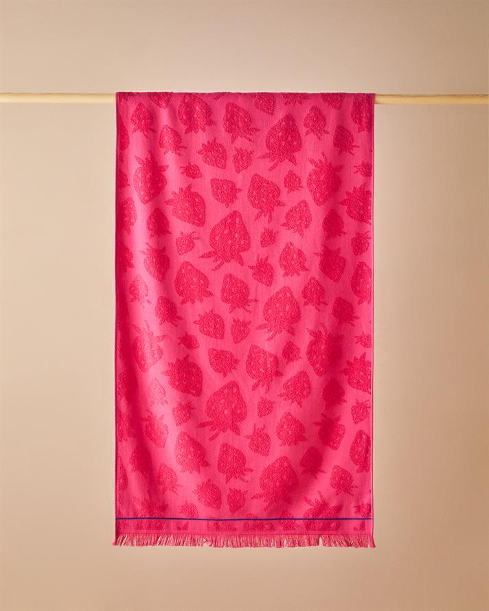 Sweet Strawberry Pamuklu Plaj Havlusu 70x140 cm Fuşya