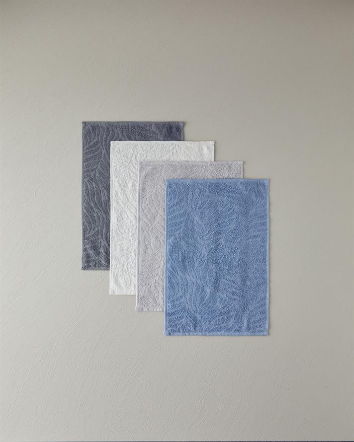 Sylvia Pamuklu Jakarlı 4lü Havlu Seti 30x45 cm Beyaz-Açık Gri-Mavi-Antrasit