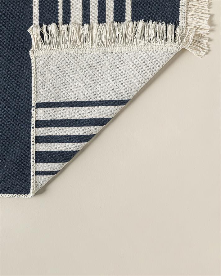 Trendy Mode Dokuma Kilim Lacivert - Krem