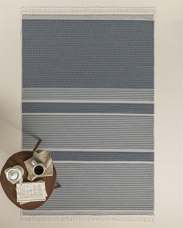 Trendy Nash Dokuma Kilim Lacivert - Krem