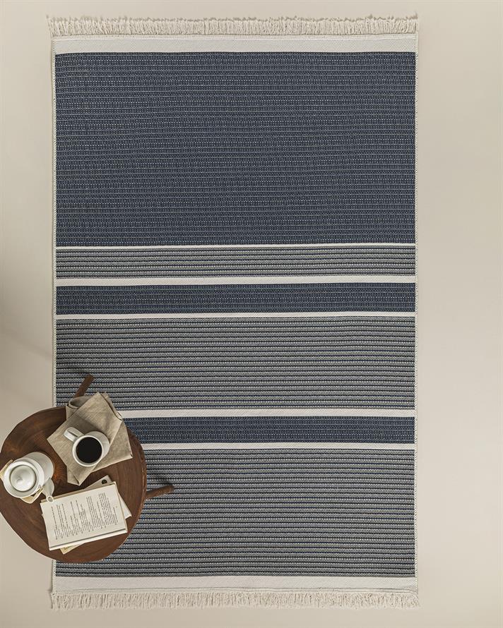Trendy Nash Dokuma Kilim Lacivert - Krem