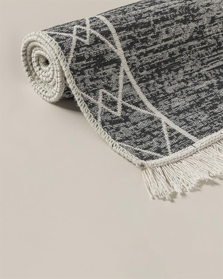 Trendy Tiles Dokuma Kilim Gri-Beyaz