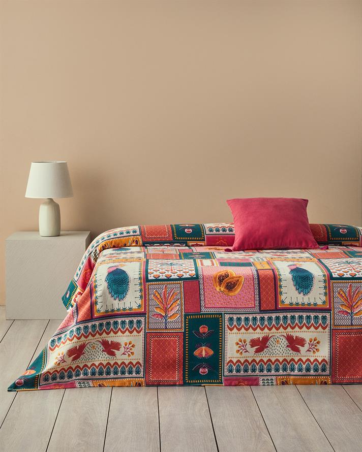 Tropic Patchwork Tek Kişilik Pike Pembe