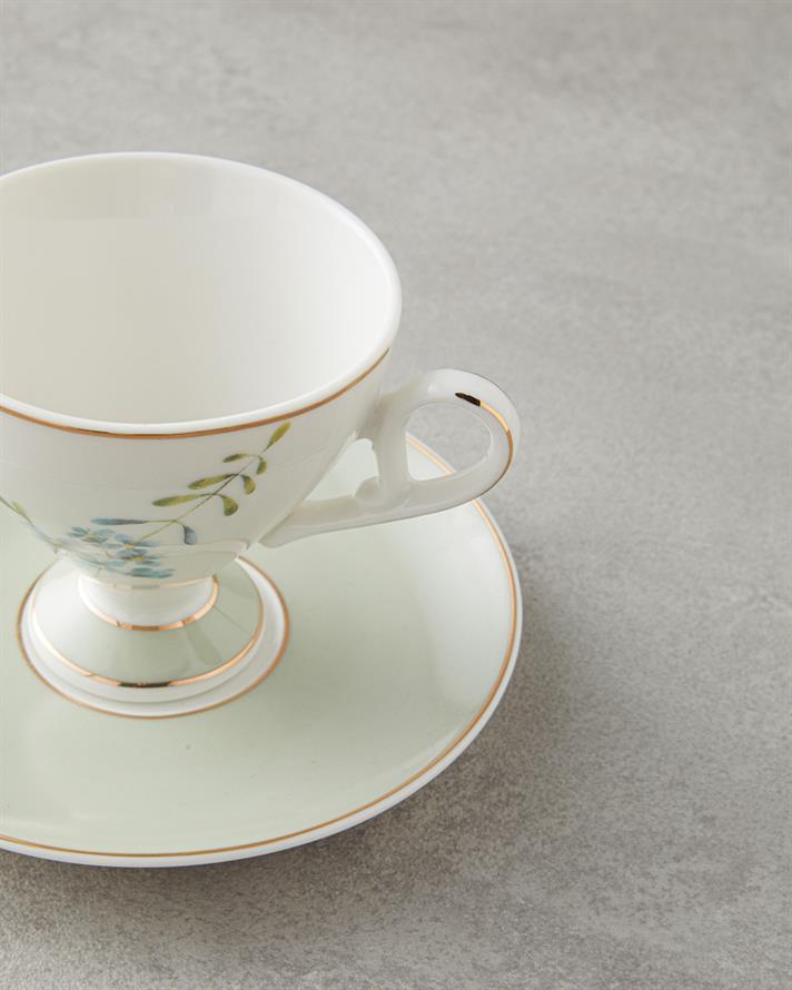 Valentina New Bone China 4 Parça 2 Kişilik Kahve Fincan Takımı 80 ml Açık Yeşil