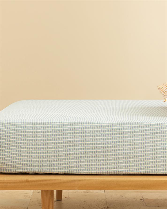 Wave Dots Kolay Ütülenir Tek Kişilik Lastikli Çarşaf Seledon