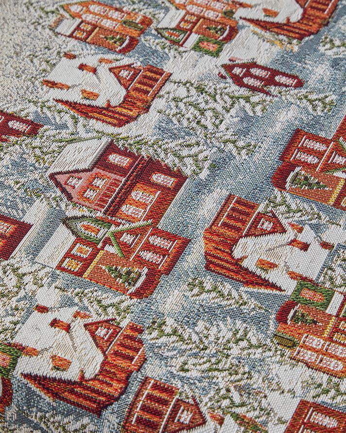 Winter Landscape Pamuk Goblen Runner Krem