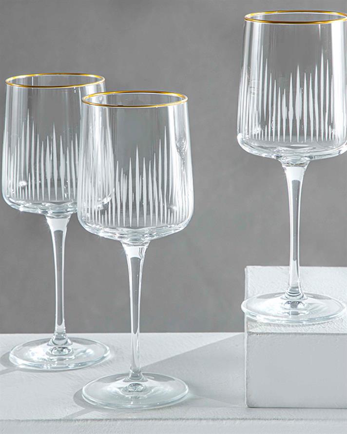 Zett 3lü Cam Kadeh 320 Ml Gold