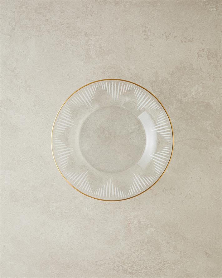 Zett Cam Pasta Tabağı 20 cm Gold