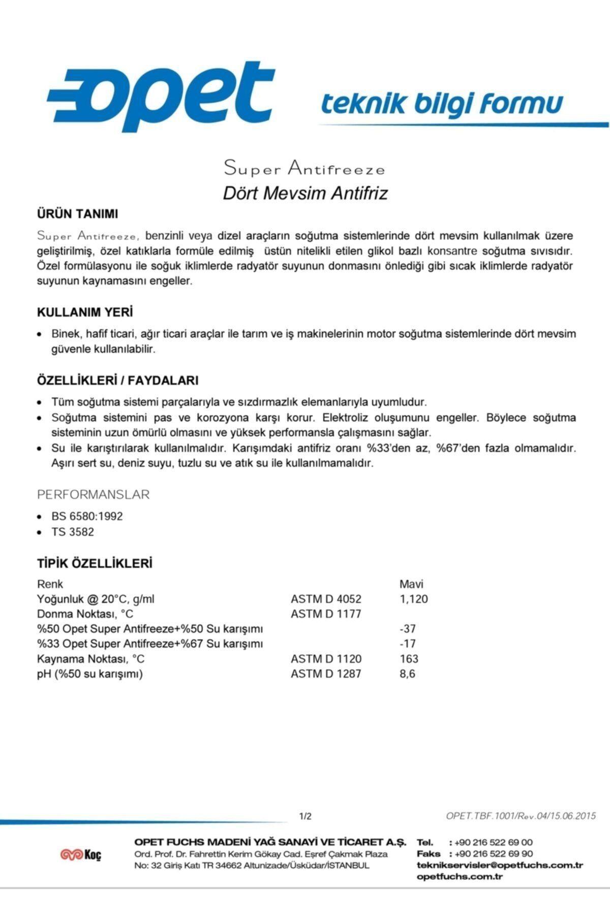 Opet Süper Antifriz 1lt 