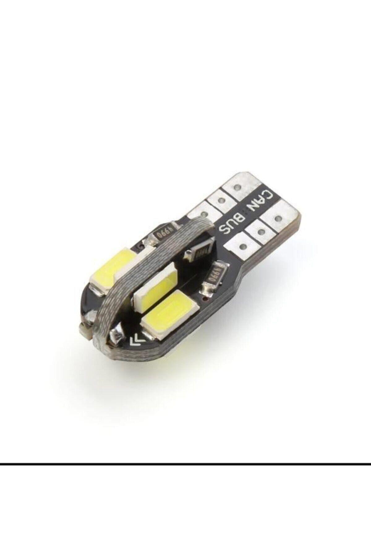 T10 Led Metal Ultra W5w 8 Ledli Beyaz Park Tavan Plaka Ampülü 2adet