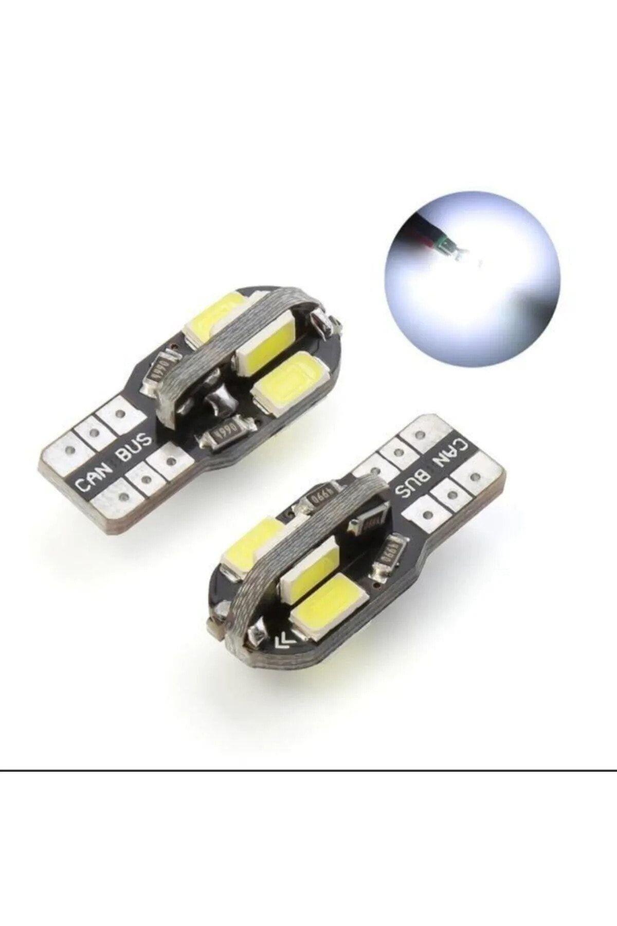T10 Led W5w 8 Ledli Beyaz Park Tavan Plaka Ampülü 2adet