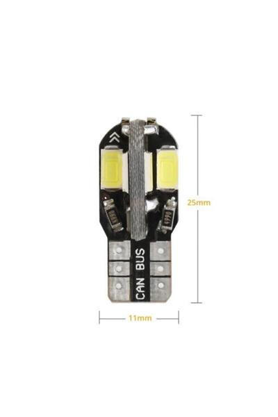 T10 Led Metal Ultra W5w 8 Ledli Beyaz Park Tavan Plaka Ampülü 2adet