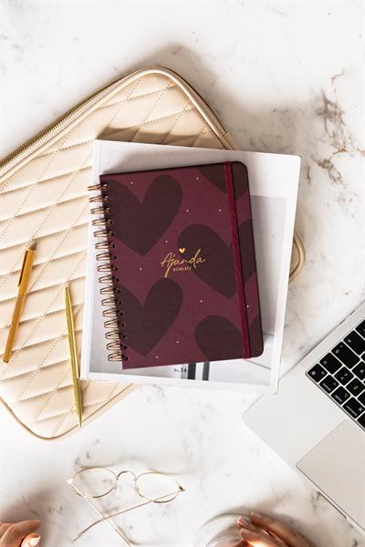 A5 Spiralli Süresiz Planlayıcı Ajanda Kalp - 15x21