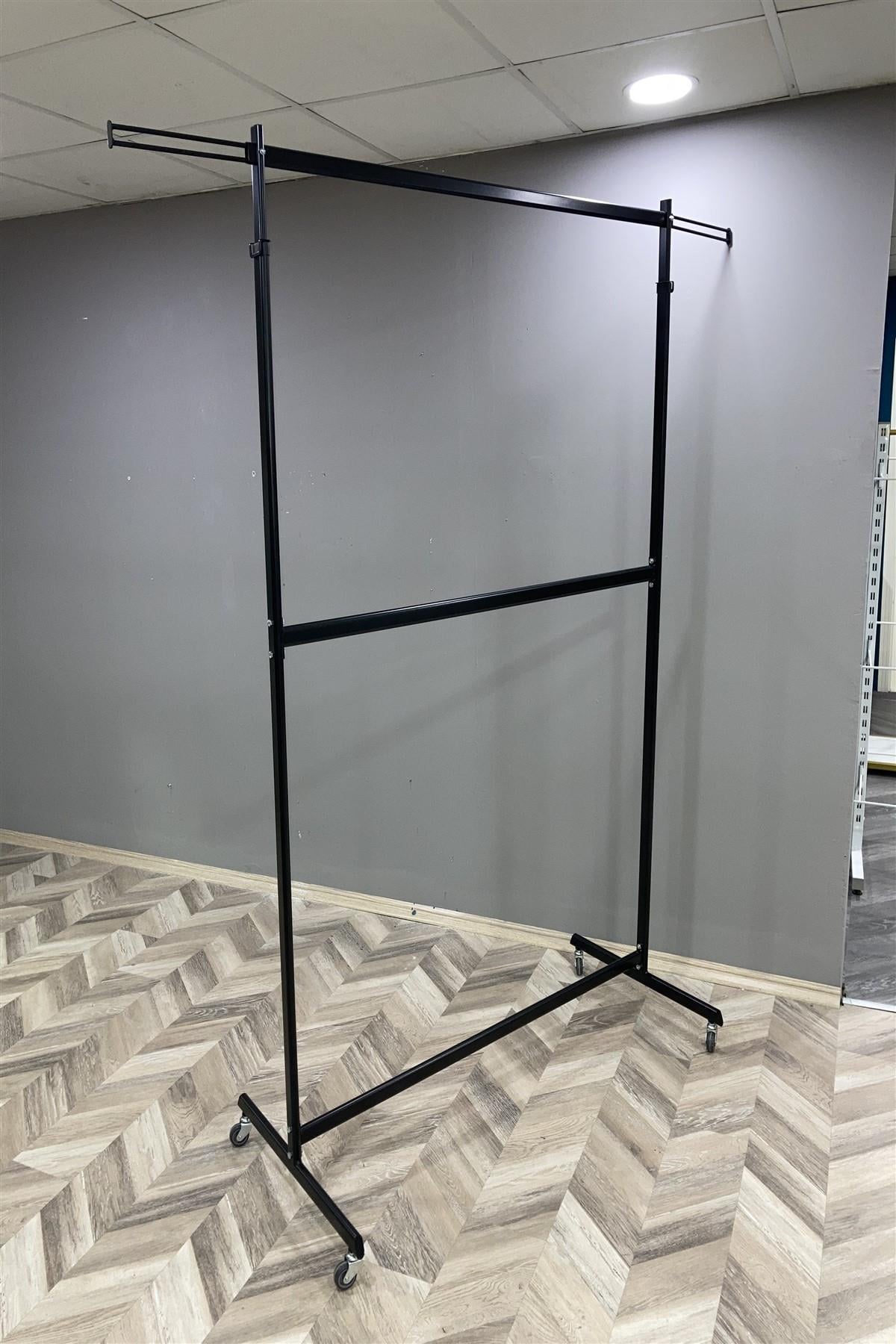 Yandan Çıkmalı Çift Katlı Ayarlı Konfeksiyon Askılığı Boyalı