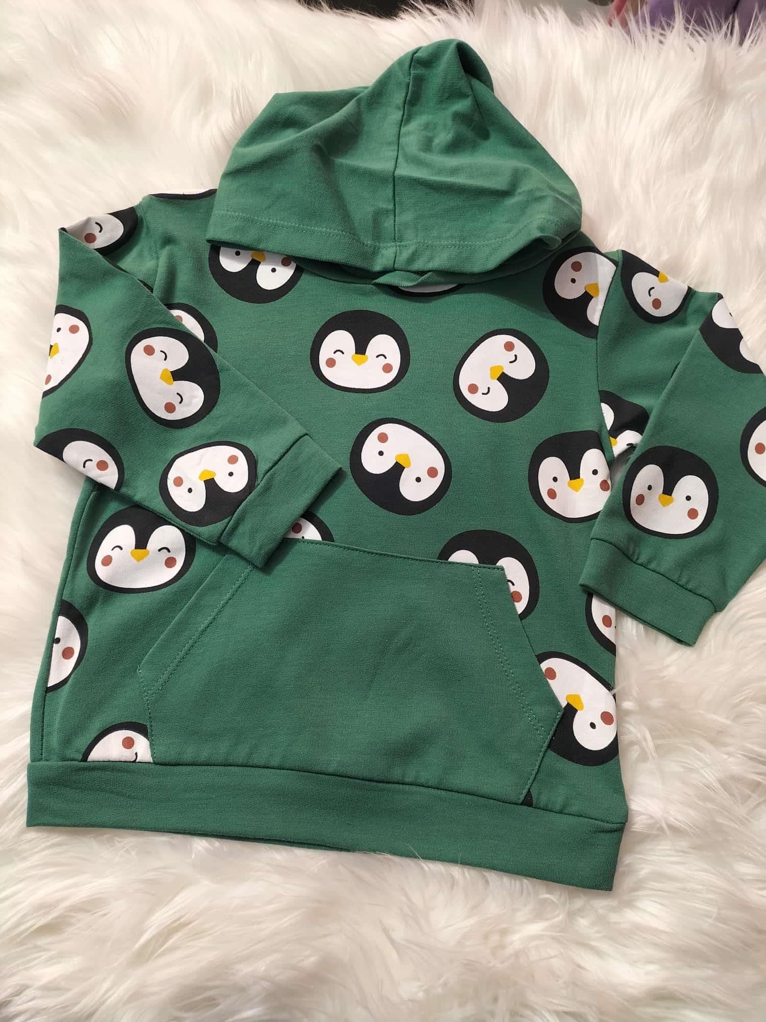  ÇOCUK PENGUEN DESENLİ KAPÜŞONLU 2 İPLİK SWEATSHİRT