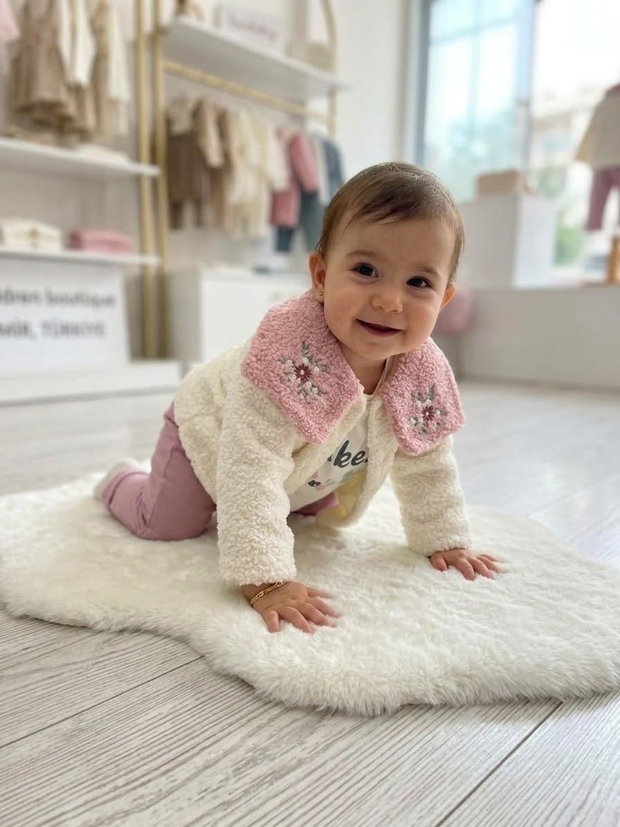  yakası çiçek nakışlı kız bebek üçlü takım