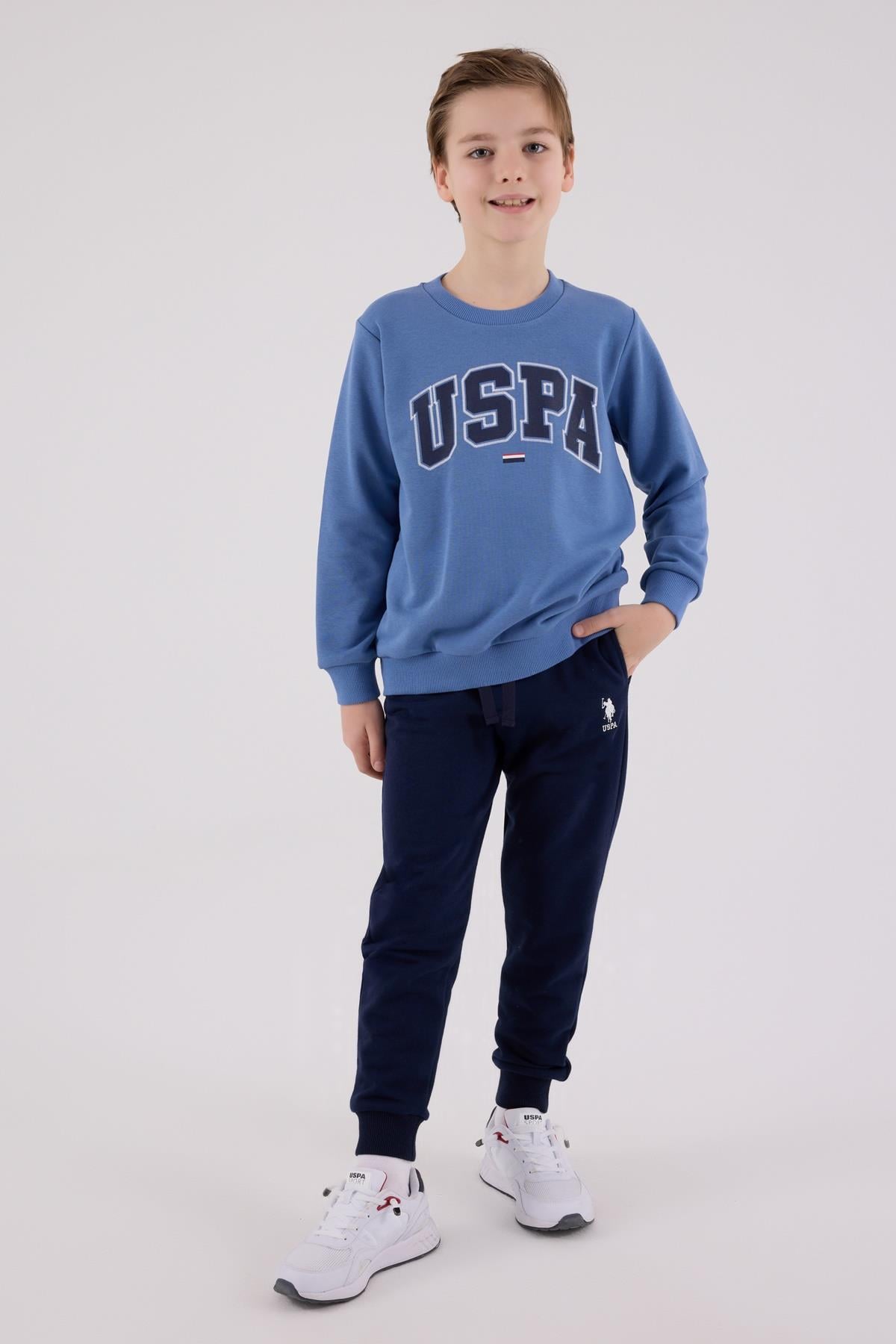 U.S. POLO  ERKEK ÇOCUK İKİLİ MAVİ PENYE TAKIM