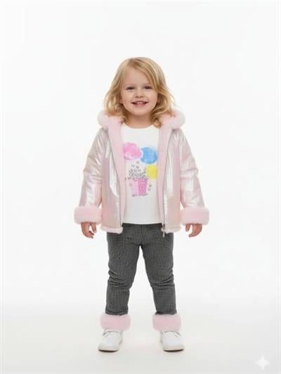  PARLAK CEKETLİ İÇ KISMI PELUŞ KIZ BEBEK ÜÇLÜ TAKIM